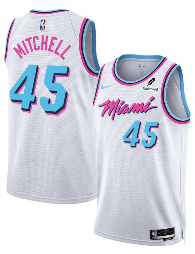 Men%27s Miami Heat #45 Davion Mitchell White 2025 City Edition Stitched Jersey Dzhi